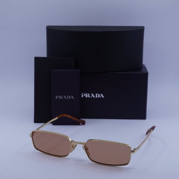 Prada PRA60S 5AK07V Sunglasses Gold Rectangle Frame - Picture 10 of 10